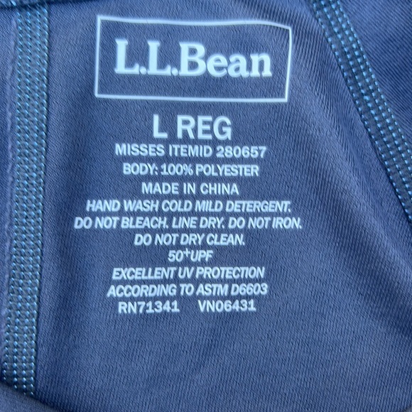 L.L.Bean NWOT UPF 50 long sleeve fitted grey shirt with blue, stretchy size LG - Picture 7 of 9
